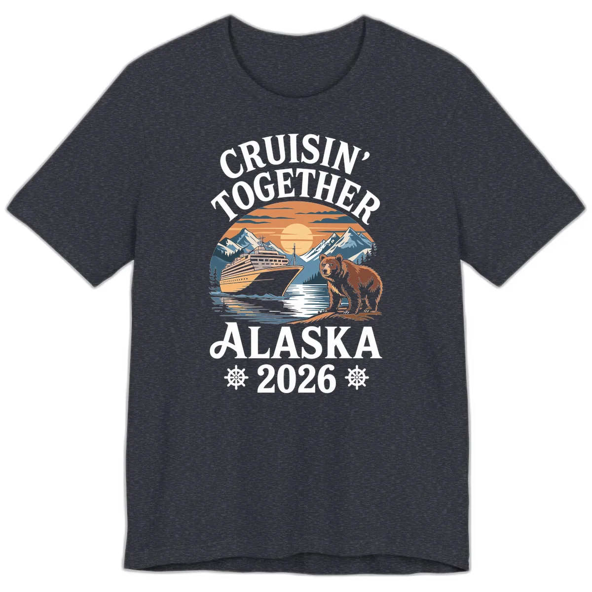 Cruisin' Together Alaska 2026 Bear Cruise Premium T-Shirt in Heather Navy