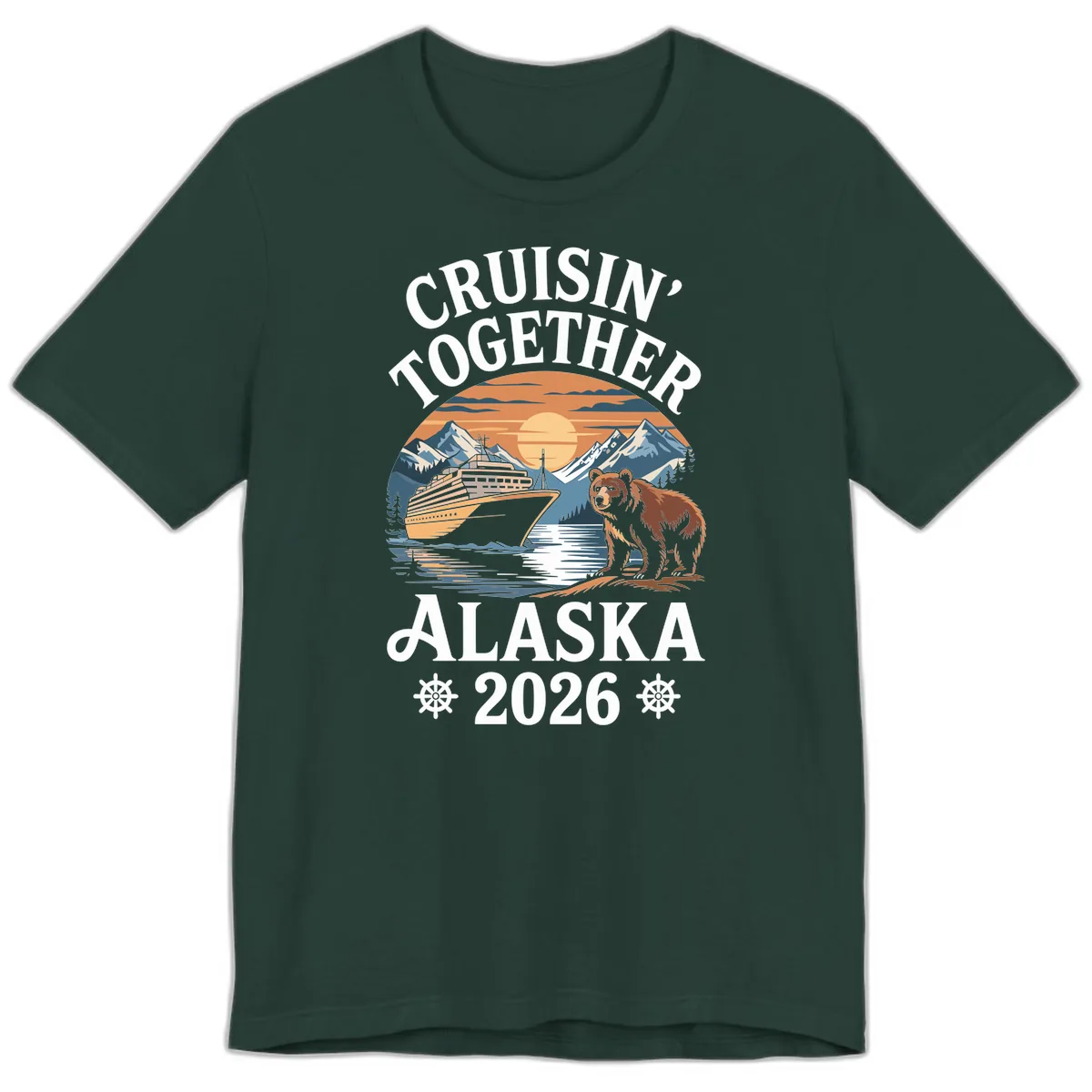 Cruisin' Together Alaska 2026 Bear Cruise Premium T-Shirt in Forest