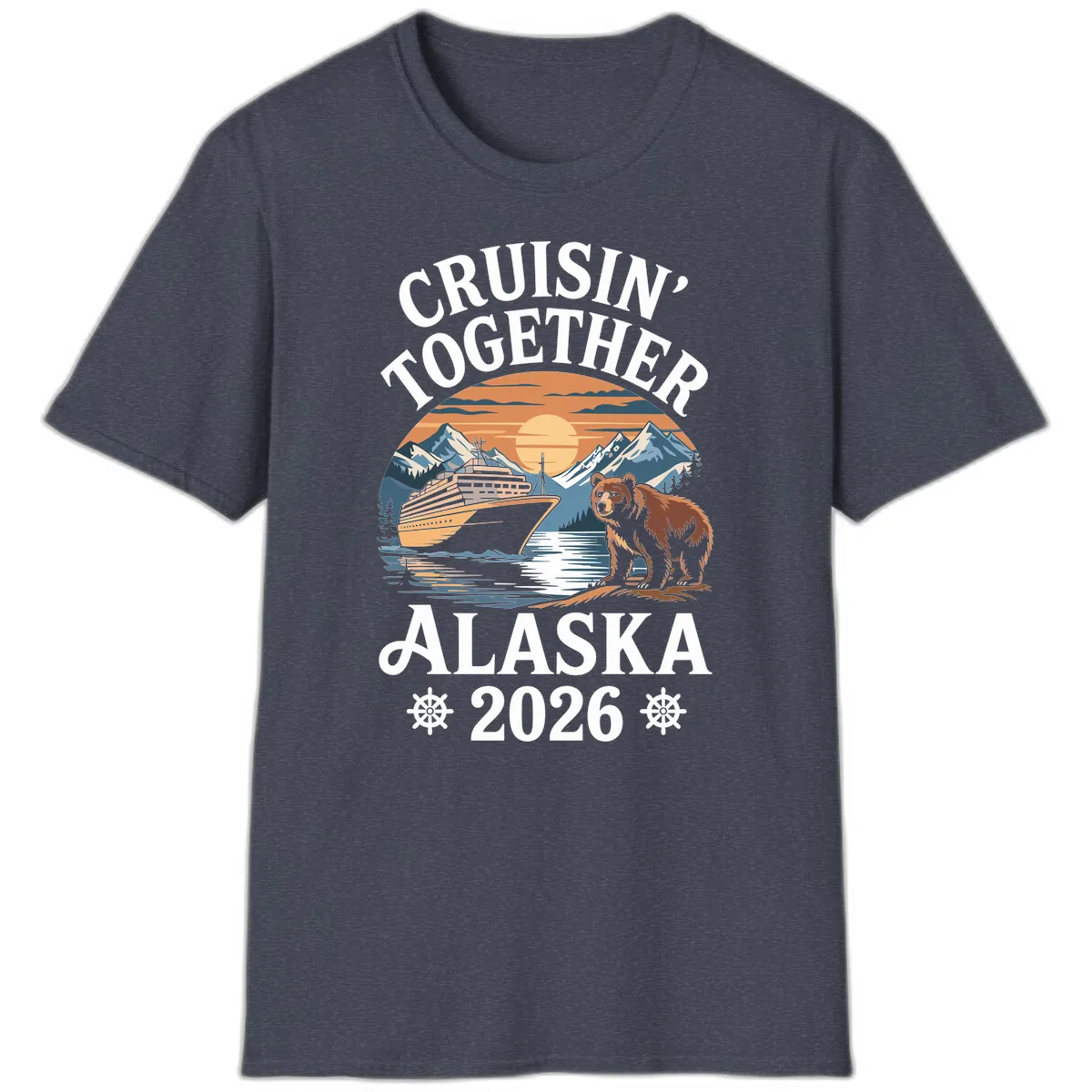 Cruisin' Together Alaska 2026 Bear Cruise T-Shirt in Heather Navy
