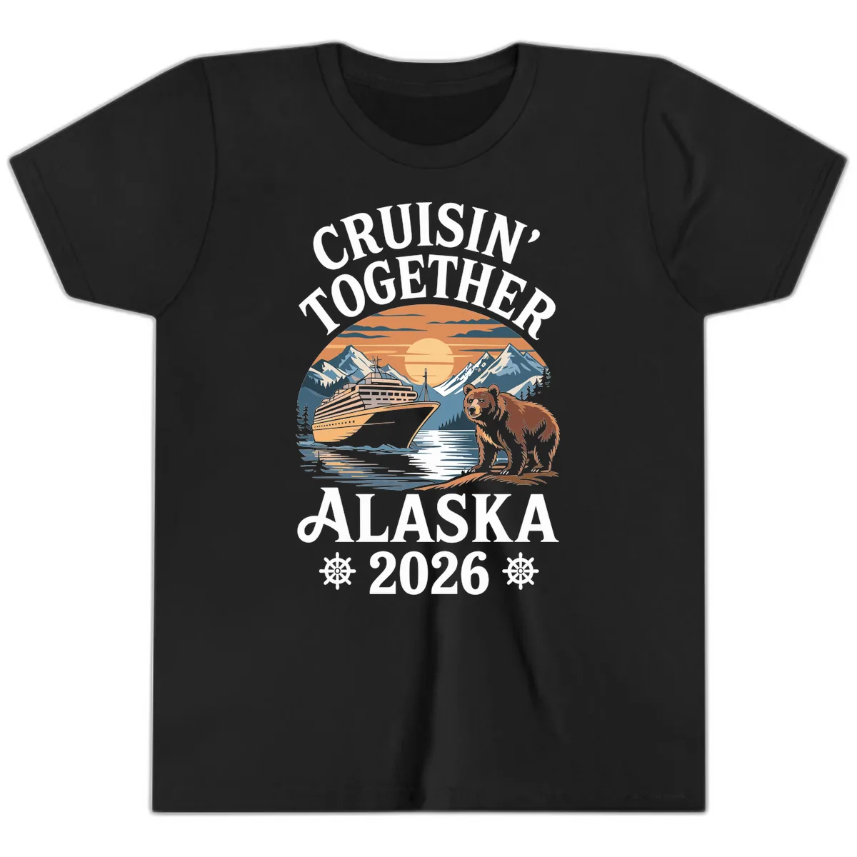 Cruisin' Together Alaska 2026 Bear Cruise Youth T-Shirt in Black