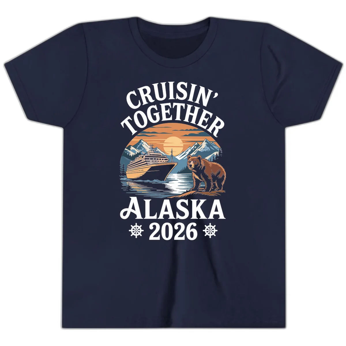 Cruisin' Together Alaska 2026 Bear Cruise Youth T-Shirt in Navy