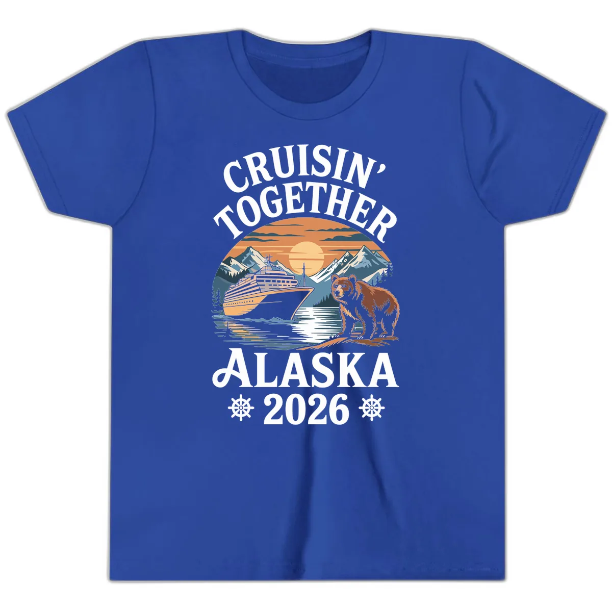 Cruisin' Together Alaska 2026 Bear Cruise Youth T-Shirt in True Royal