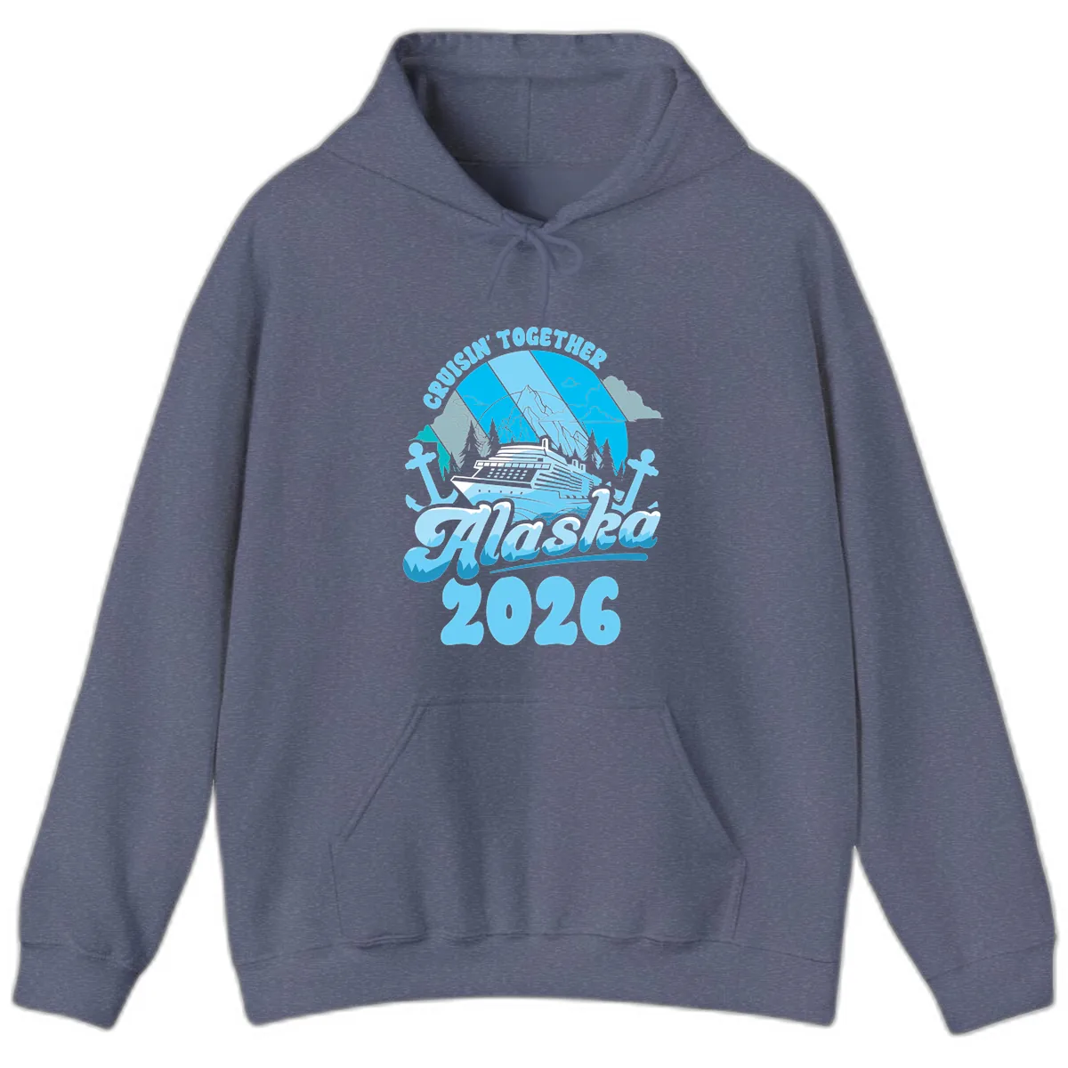 Cruisin' Together Alaska 2026 Cruise Ship Hoodie in Heather Navy