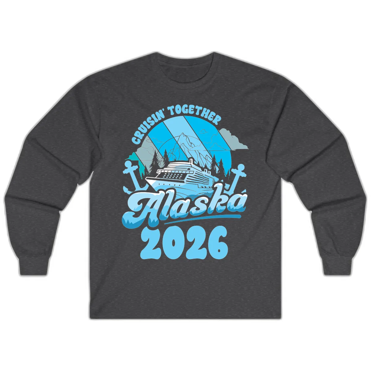 Cruisin' Together Alaska 2026 Cruise Ship Long Sleeve in Dark Heather