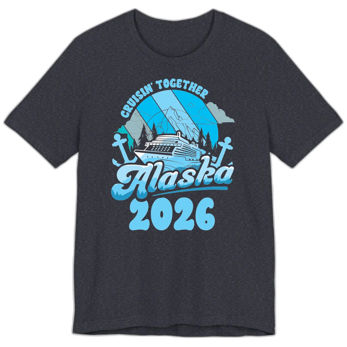 Cruisin' Together Alaska 2026 Cruise Ship Premium T-Shirt in Heather Navy