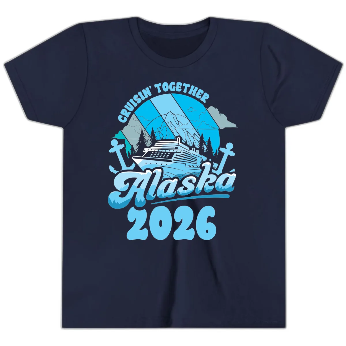 Cruisin' Together Alaska 2026 Cruise Ship Youth T-Shirt in Navy