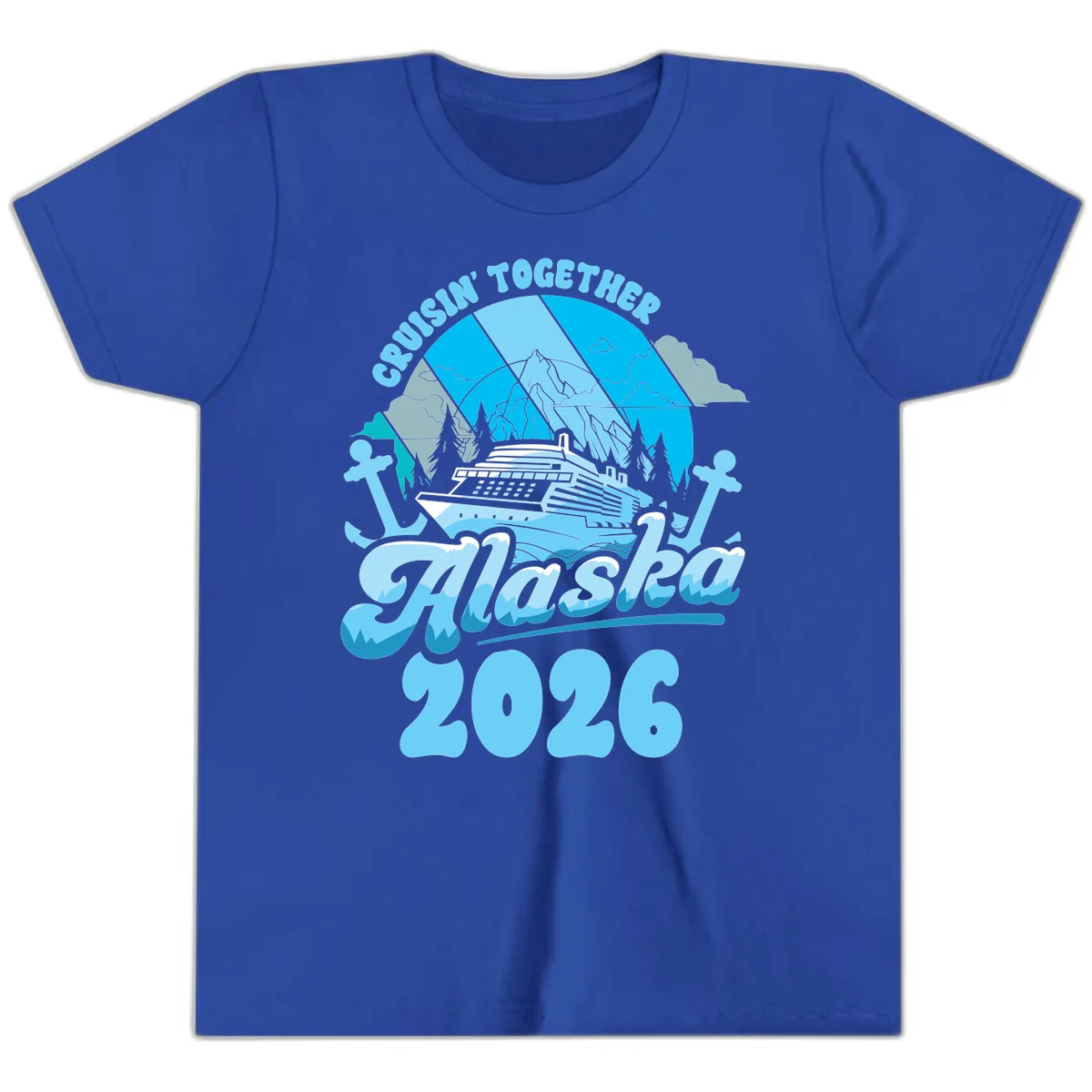 Cruisin' Together Alaska 2026 Cruise Ship Youth T-Shirt in True Royal
