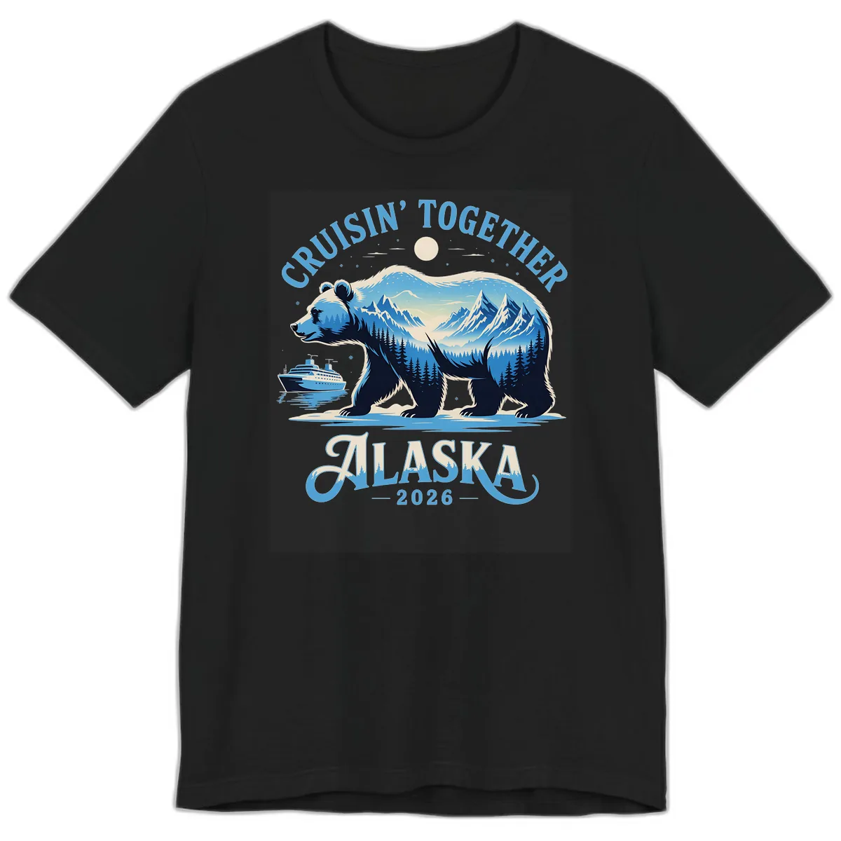 Cruisin' Together Alaska Bear and Mountains Premium T-Shirt in Black