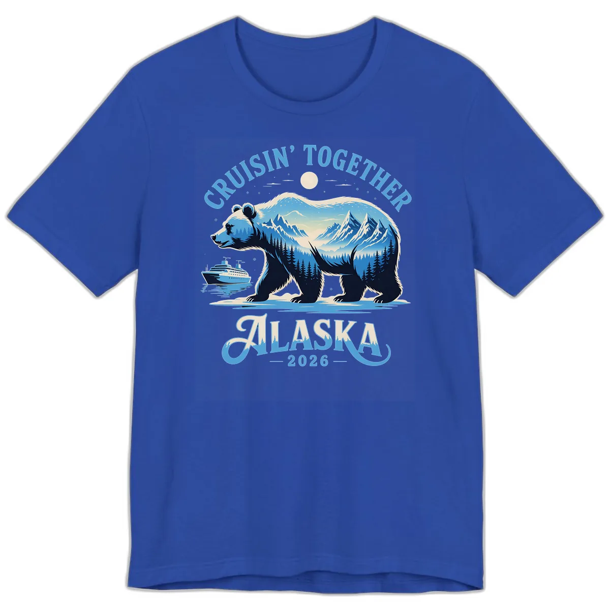 Cruisin' Together Alaska Bear and Mountains Premium T-Shirt in True Royal