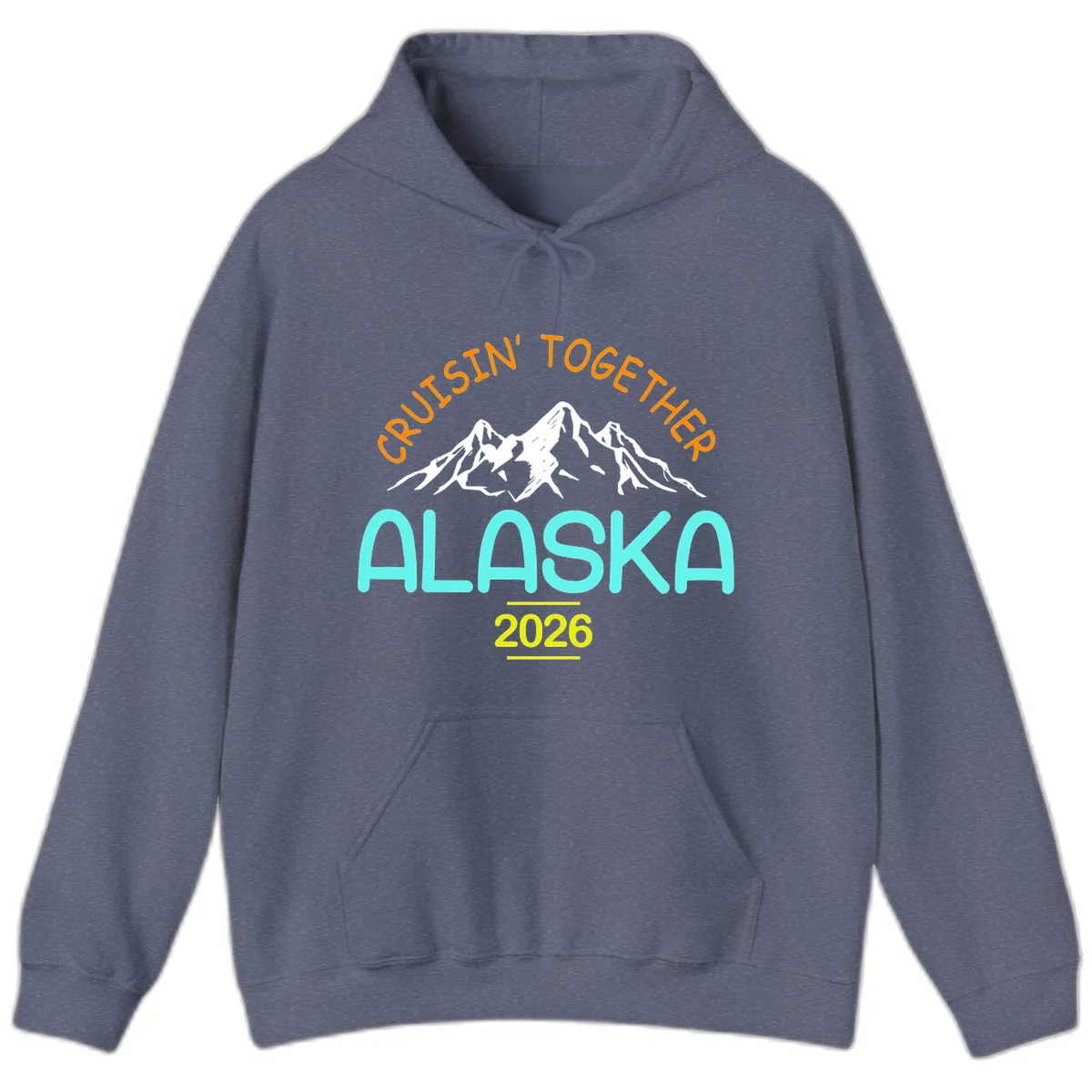 Cruisin' Together Alaska 2026 Mountain Design Hoodie in Heather Navy