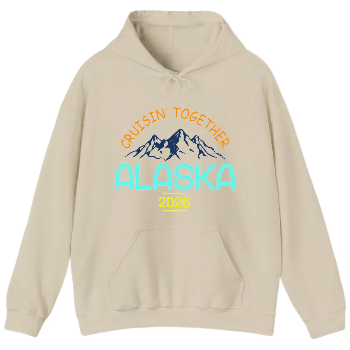 Cruisin' Together Alaska 2026 Mountain Design Hoodie in Sand