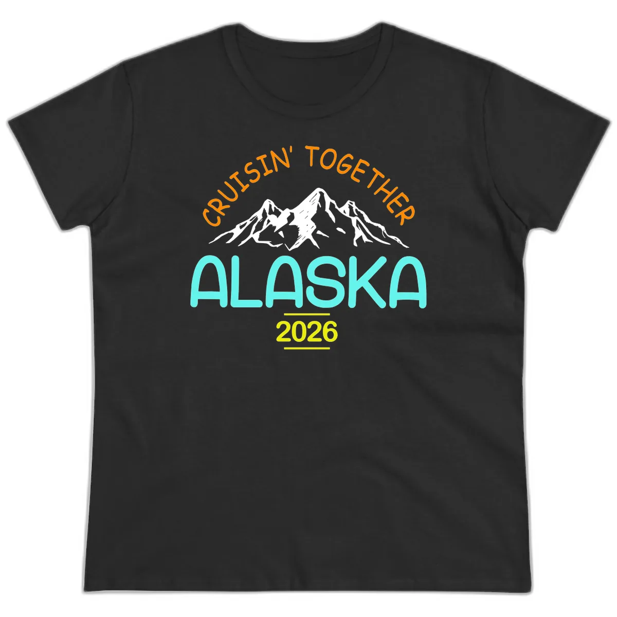 Cruisin' Together Alaska 2026 Mountain Design Ladies Tee in Black