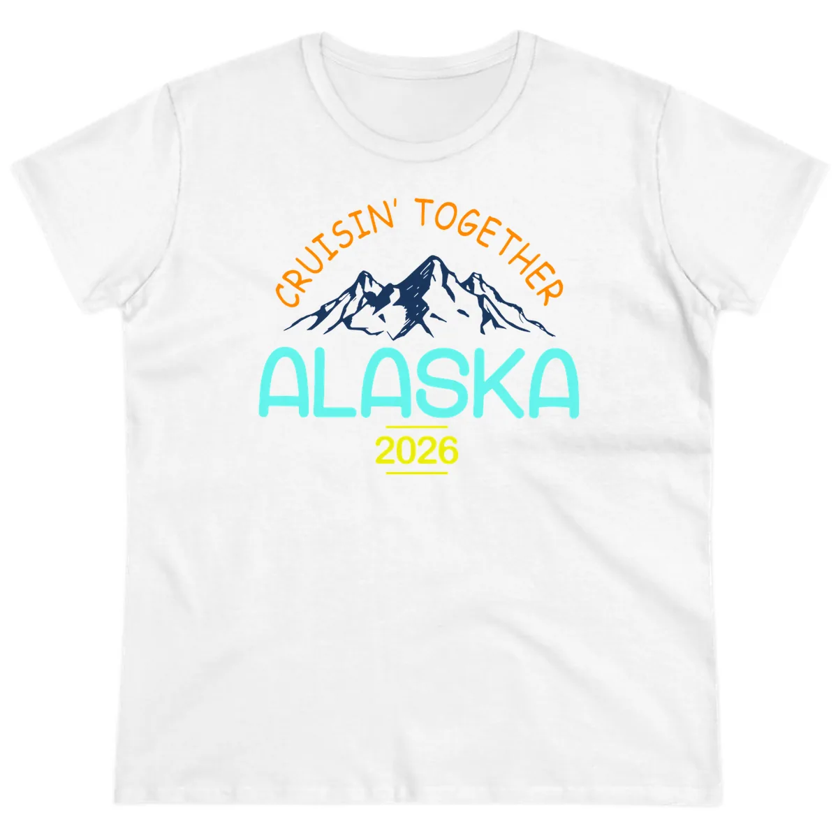 Cruisin' Together Alaska 2026 Mountain Design Ladies Tee in White