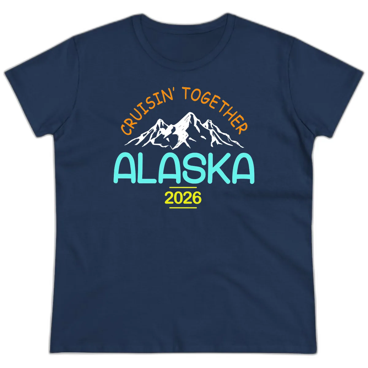 Cruisin' Together Alaska 2026 Mountain Design Ladies Tee in Navy
