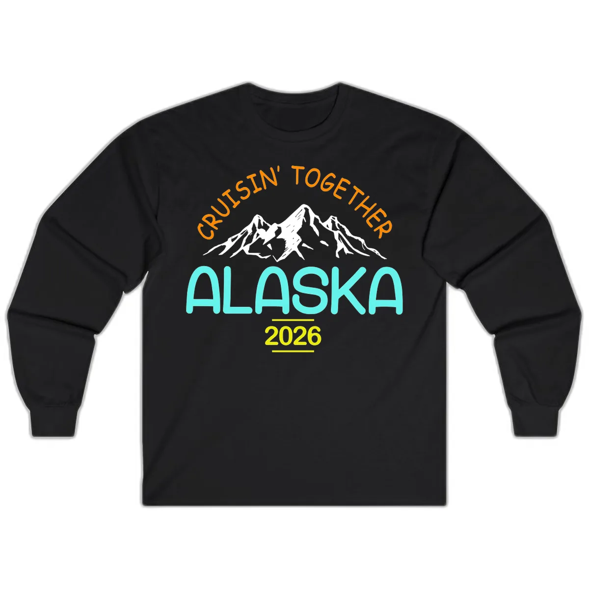 Cruisin' Together Alaska 2026 Mountain Design Long Sleeve in Black