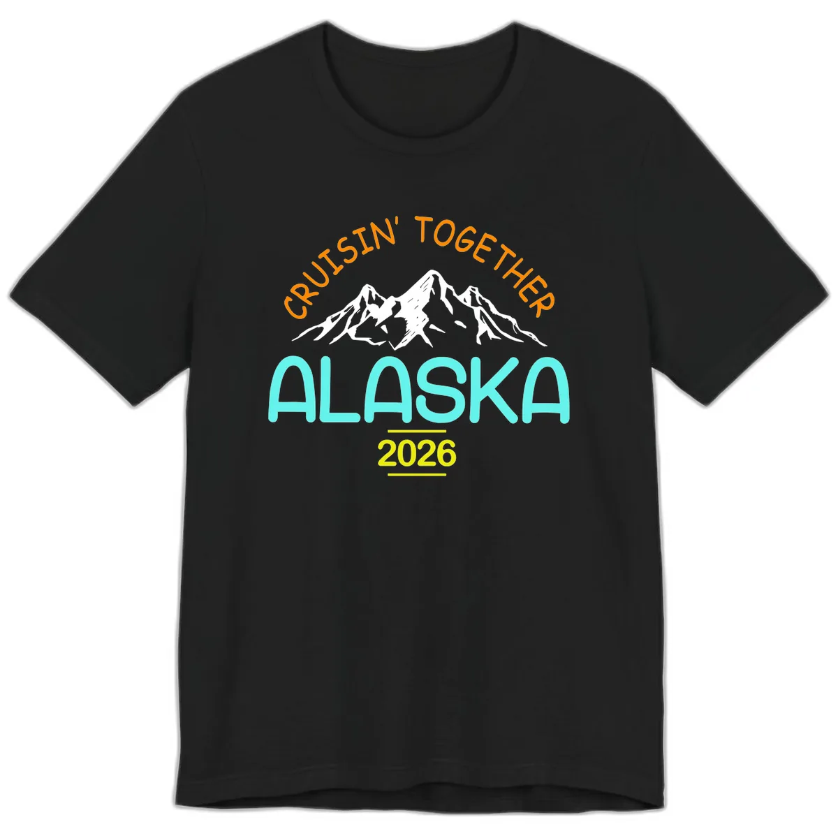 Cruisin' Together Alaska 2026 Mountain Design Premium T-Shirt in Black