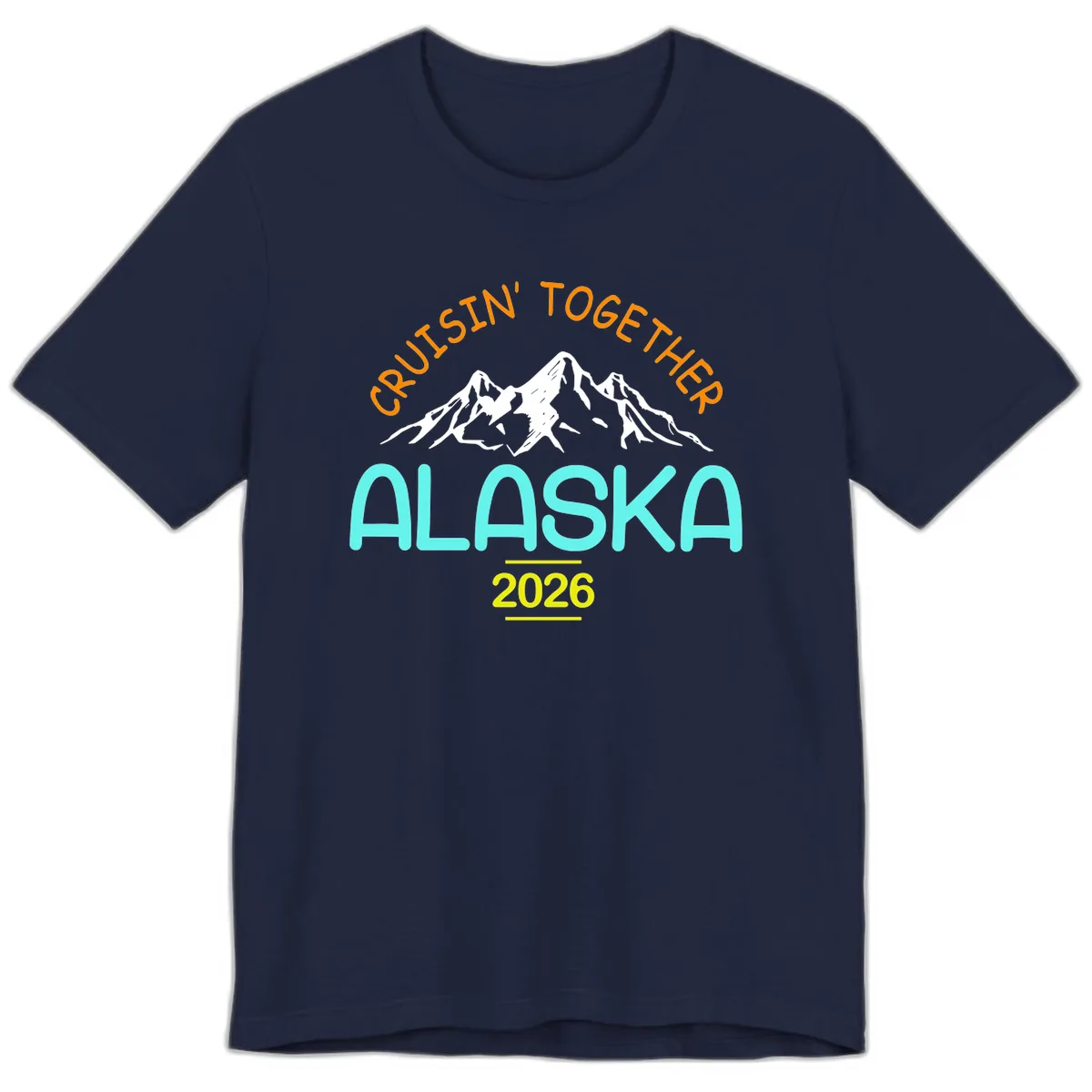 Cruisin' Together Alaska 2026 Mountain Design Premium T-Shirt in Navy