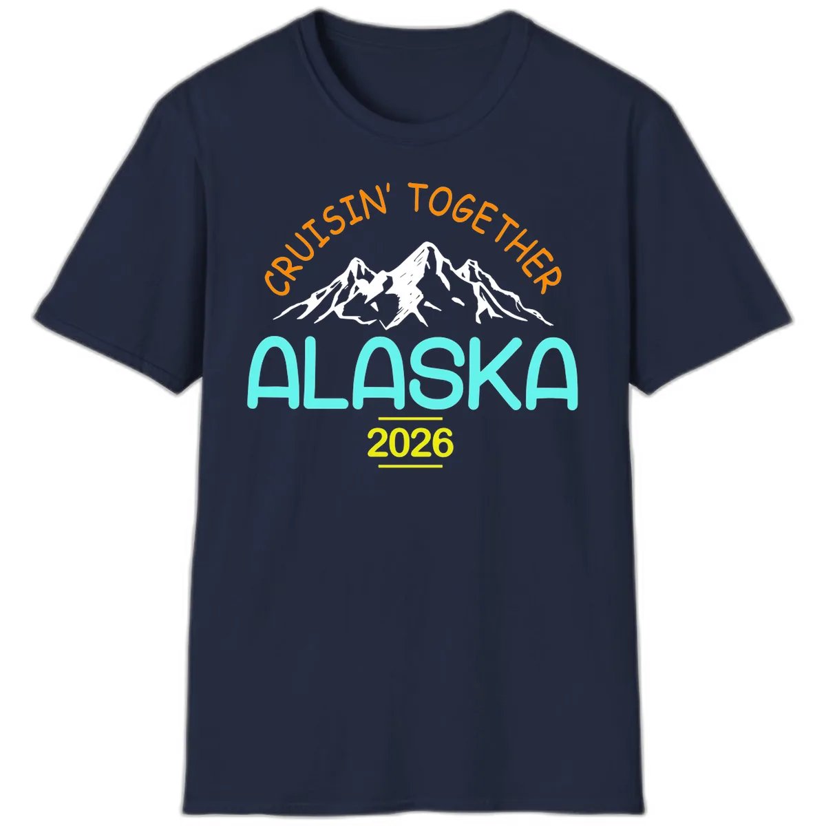 Cruisin' Together Alaska 2026 Mountain Design T-Shirt in Navy