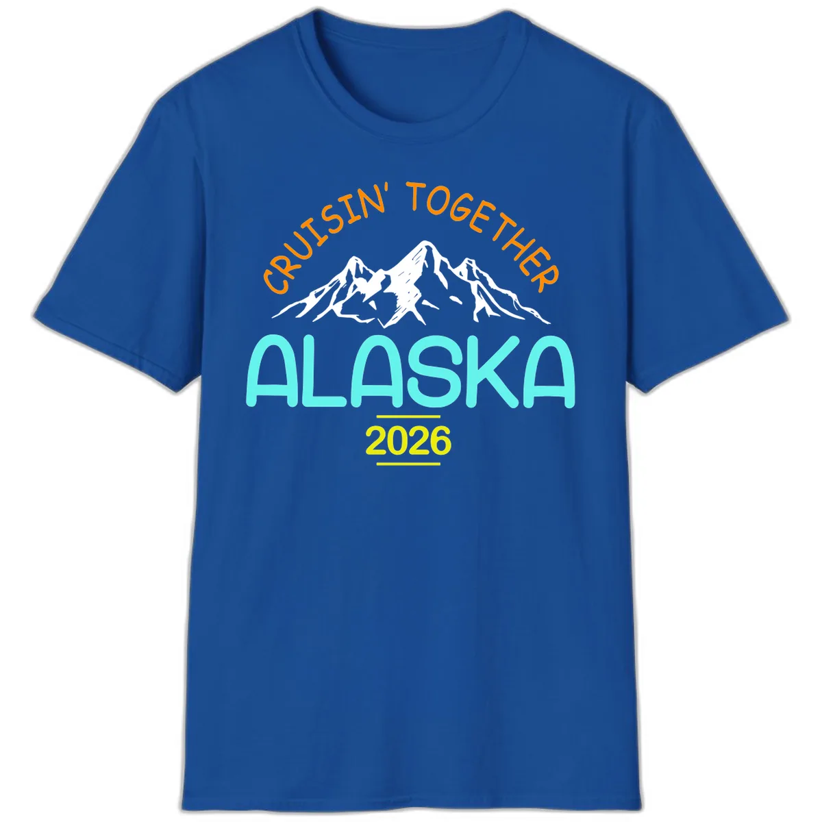 Cruisin' Together Alaska 2026 Mountain Design T-Shirt in Royal