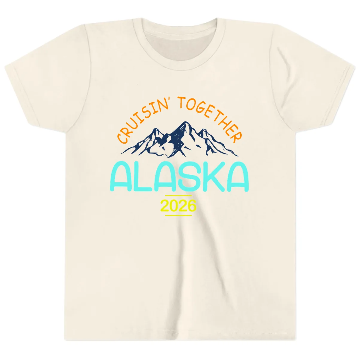 Cruisin' Together Alaska 2026 Mountain Design Youth T-Shirt in Natural
