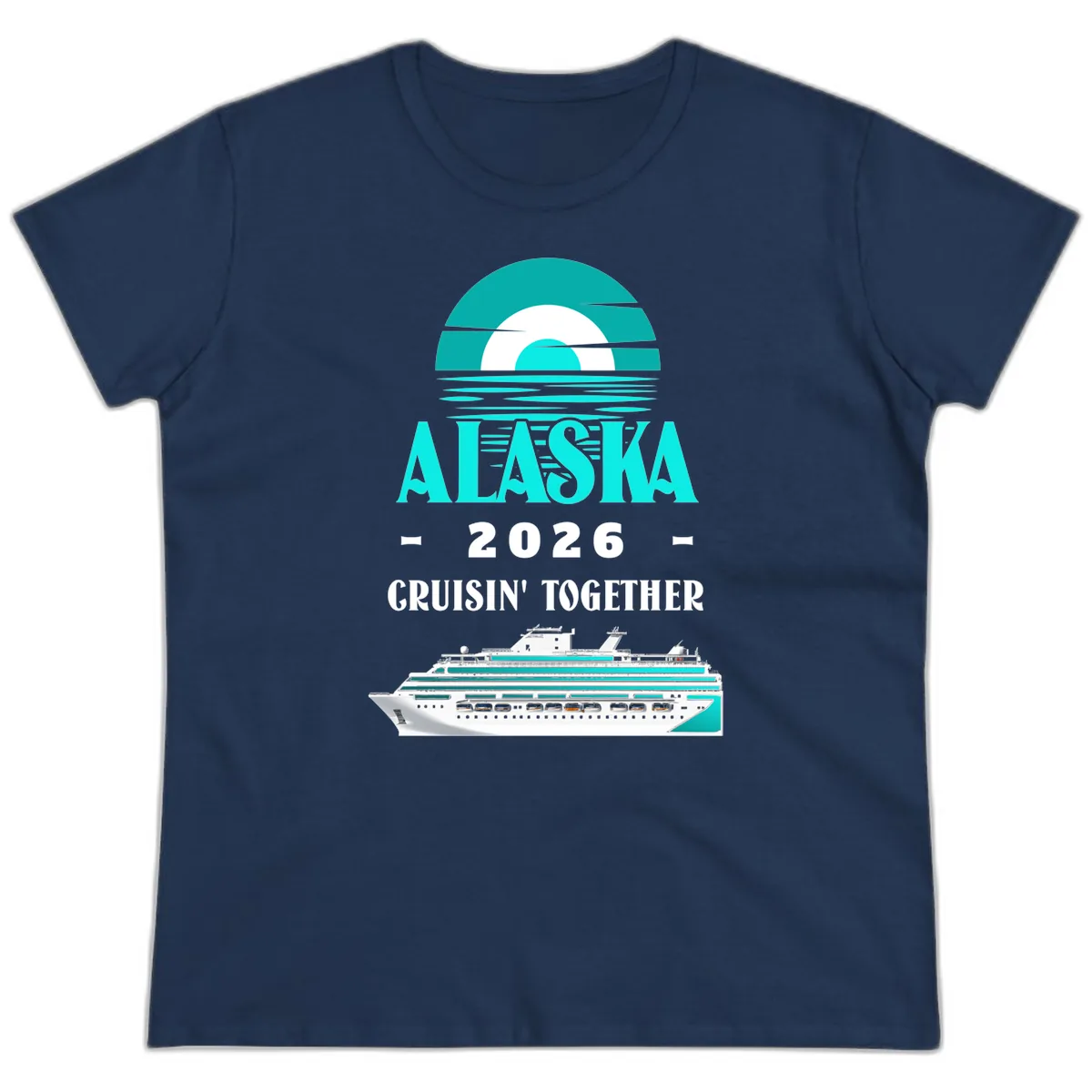Alaska 2026 Cruisin' Together Family Cruise Ladies Tee in Navy
