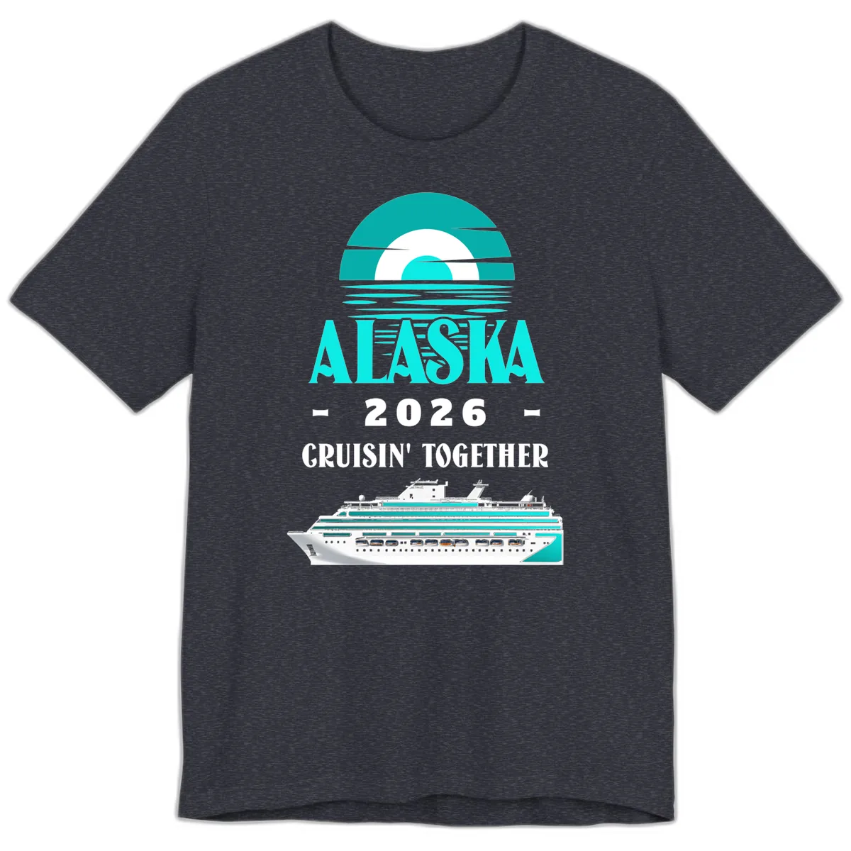 Alaska 2026 Cruisin' Together Family Cruise Premium T-Shirt in Heather Navy