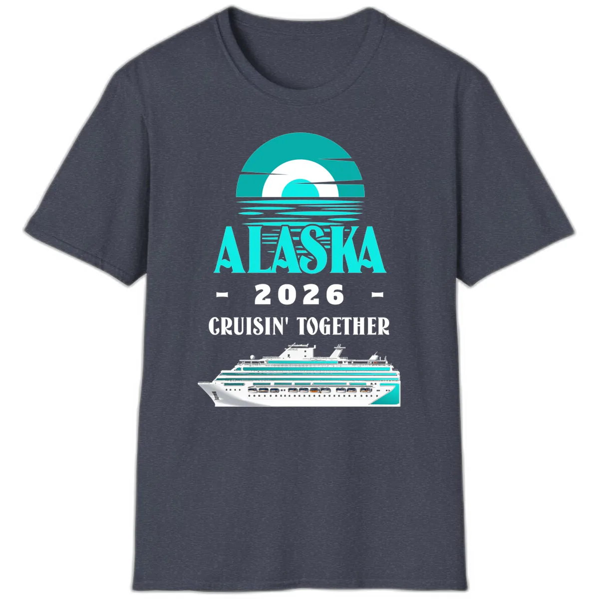 Alaska 2026 Cruisin' Together Family Cruise T-Shirt in Heather Navy