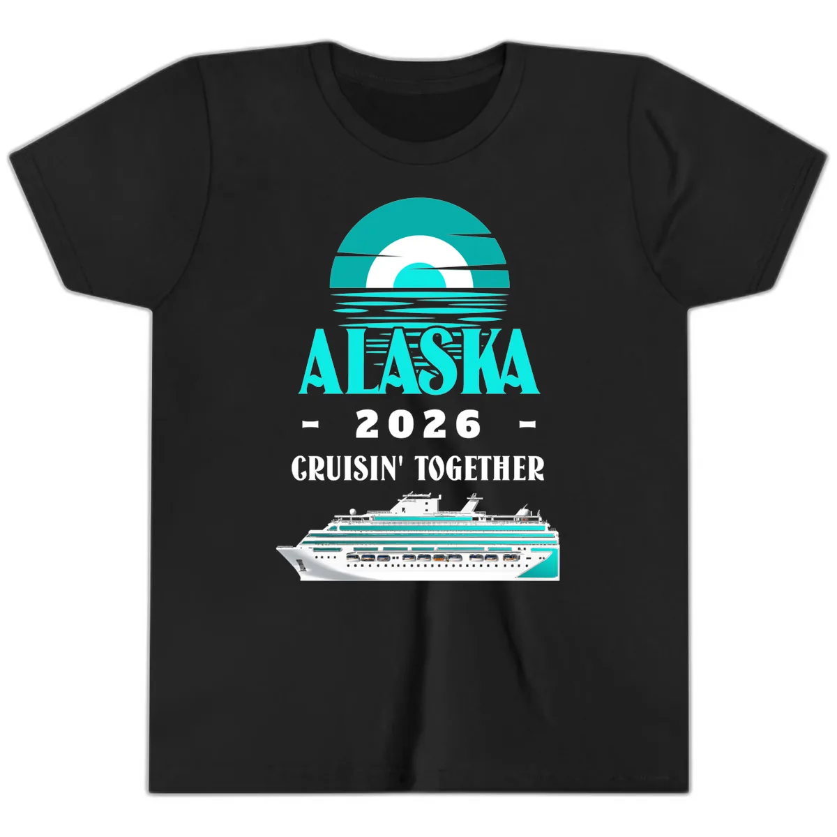 Alaska 2026 Cruisin' Together Family Cruise Youth T-Shirt in Black