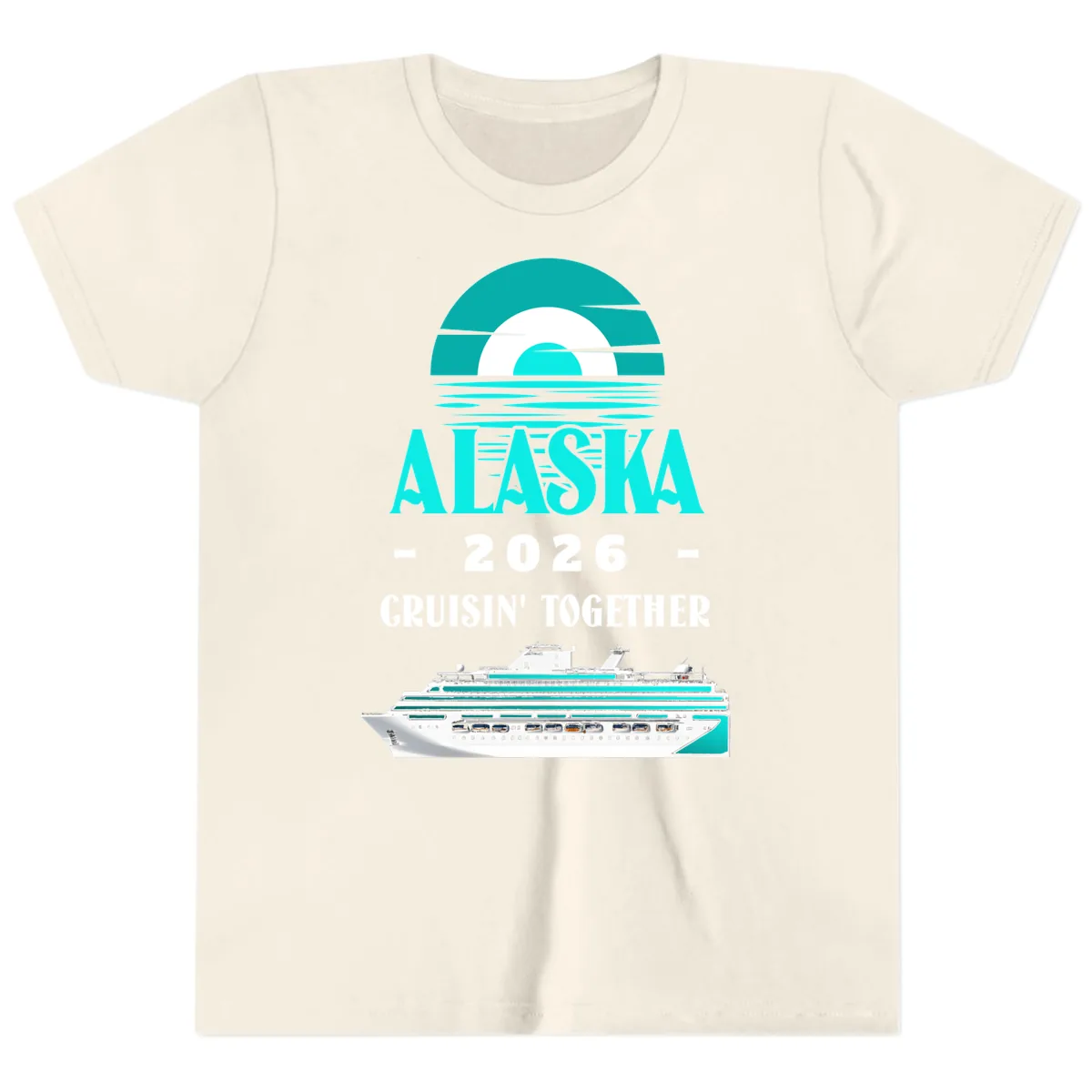 Alaska 2026 Cruisin' Together Family Cruise Youth T-Shirt in Natural