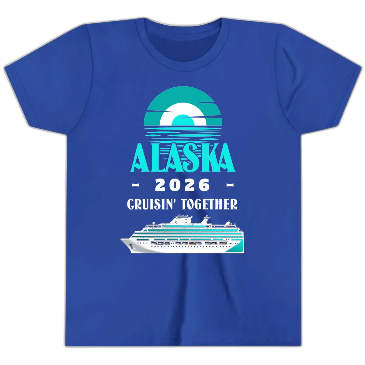 Alaska 2026 Cruisin' Together Family Cruise Youth T-Shirt in True Royal