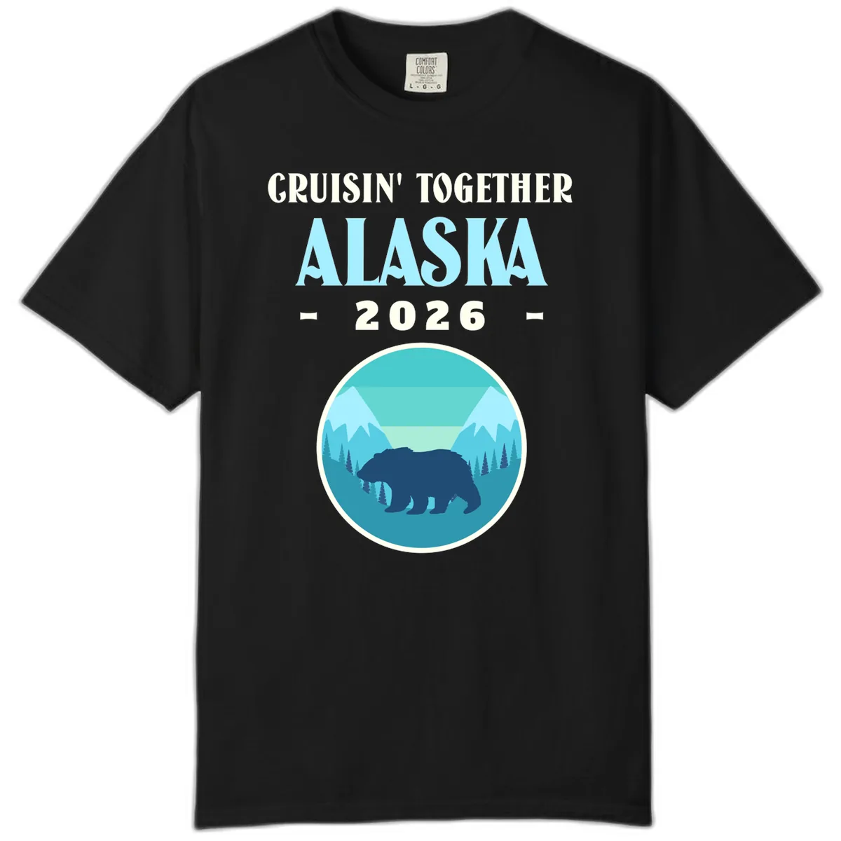 Cruisin' Together Alaska 2026 Bear Silhouette Comfort Color in Black