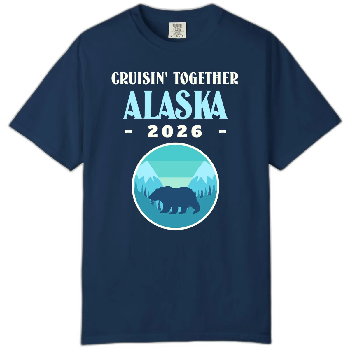 Cruisin' Together Alaska 2026 Bear Silhouette Comfort Color in Navy
