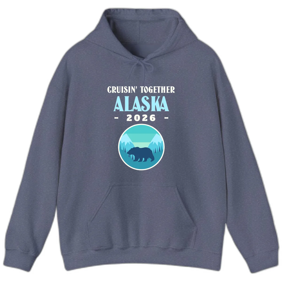 Cruisin' Together Alaska 2026 Bear Silhouette Hoodie in Heather Navy