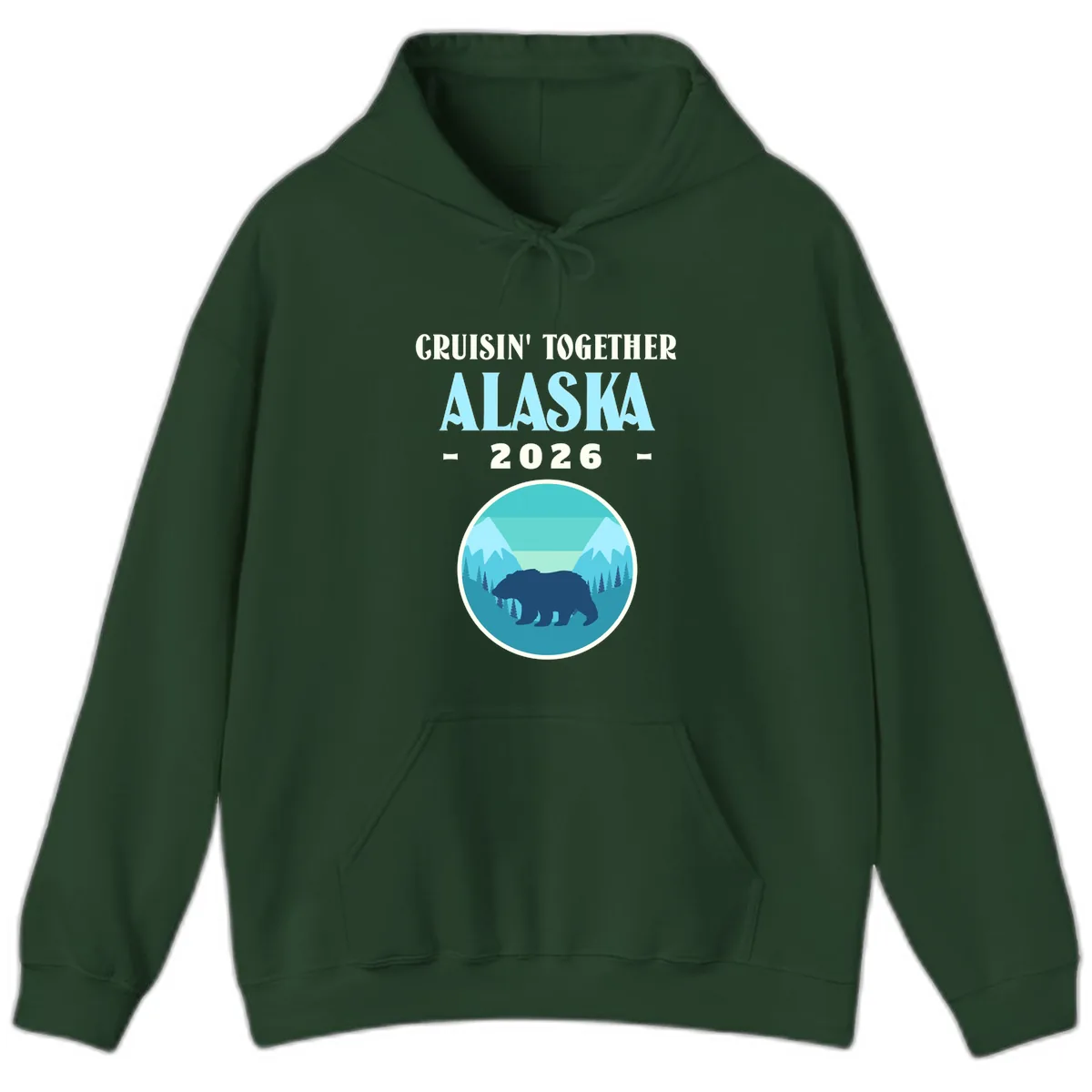 Cruisin' Together Alaska 2026 Bear Silhouette Hoodie in Forest Green