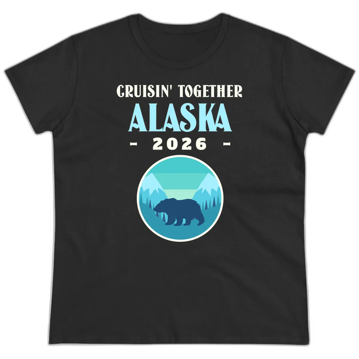 Cruisin' Together Alaska 2026 Bear Silhouette Ladies Tee in Black
