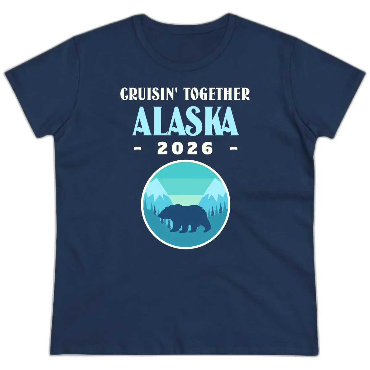 Cruisin' Together Alaska 2026 Bear Silhouette Ladies Tee in Navy