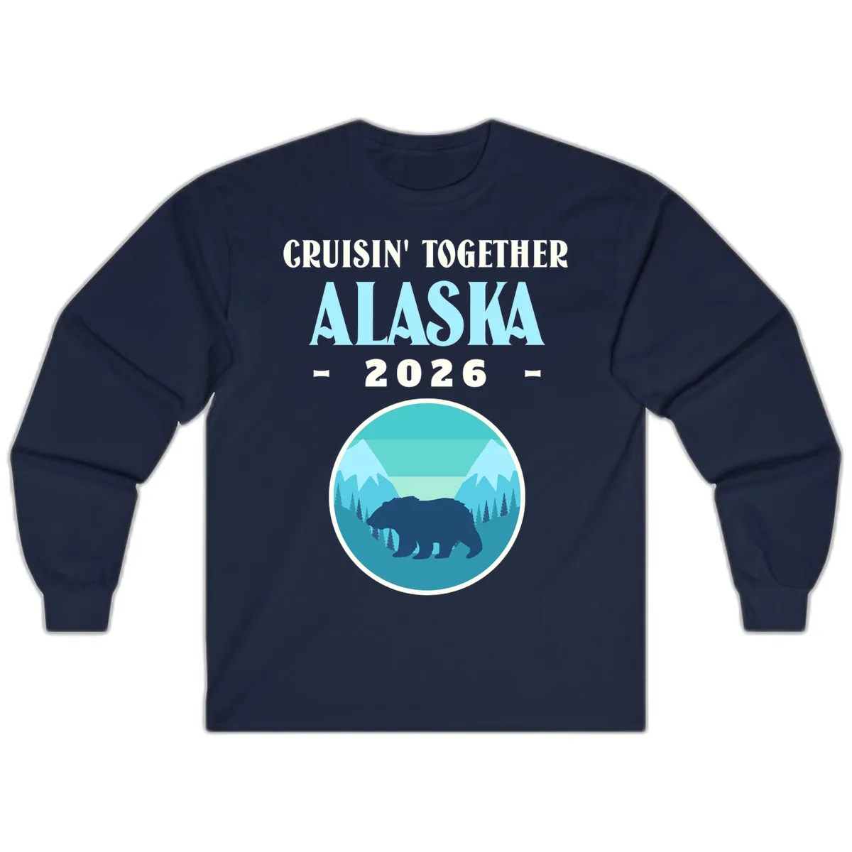 Cruisin' Together Alaska 2026 Bear Silhouette Long Sleeve in Navy