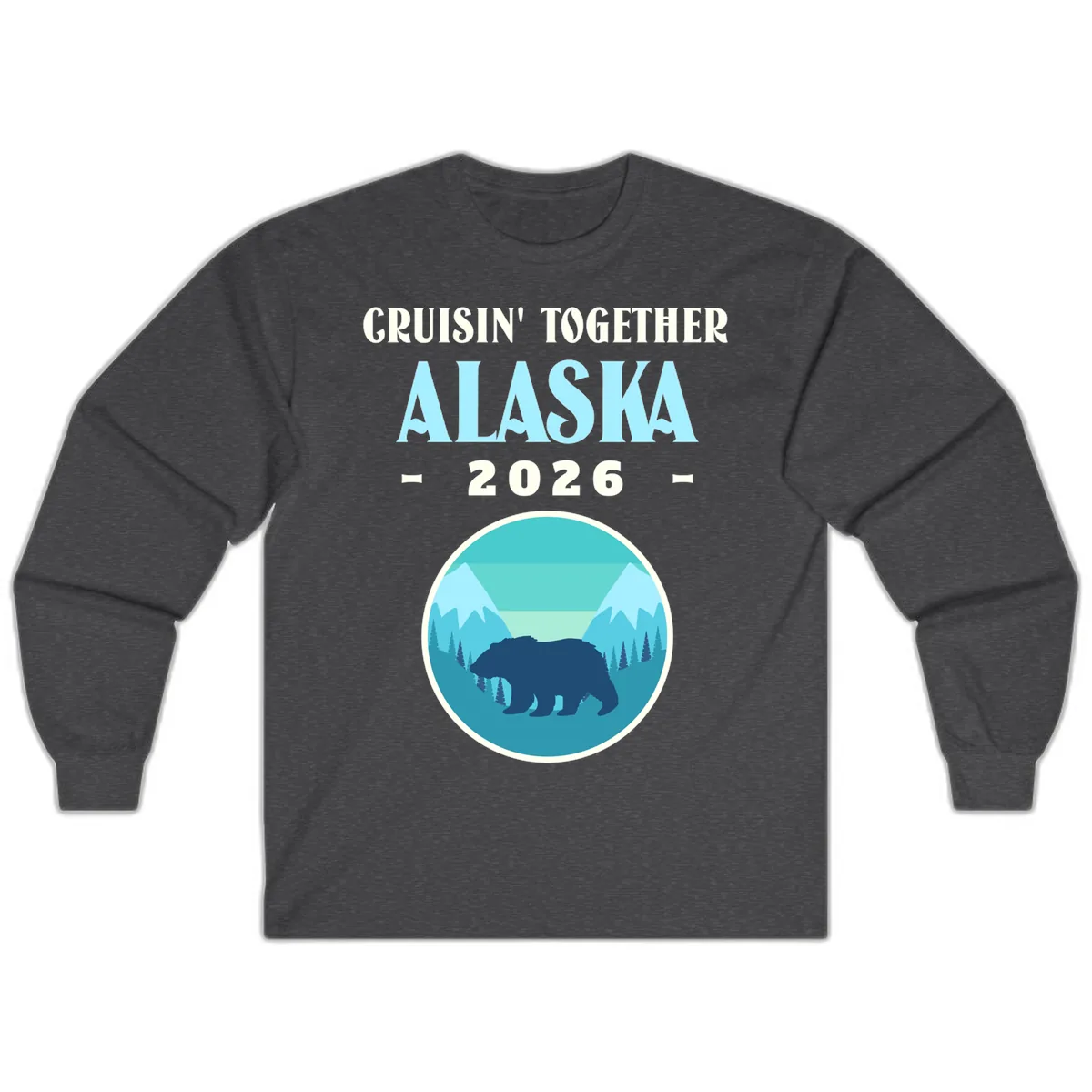 Cruisin' Together Alaska 2026 Bear Silhouette Long Sleeve in Dark Heather