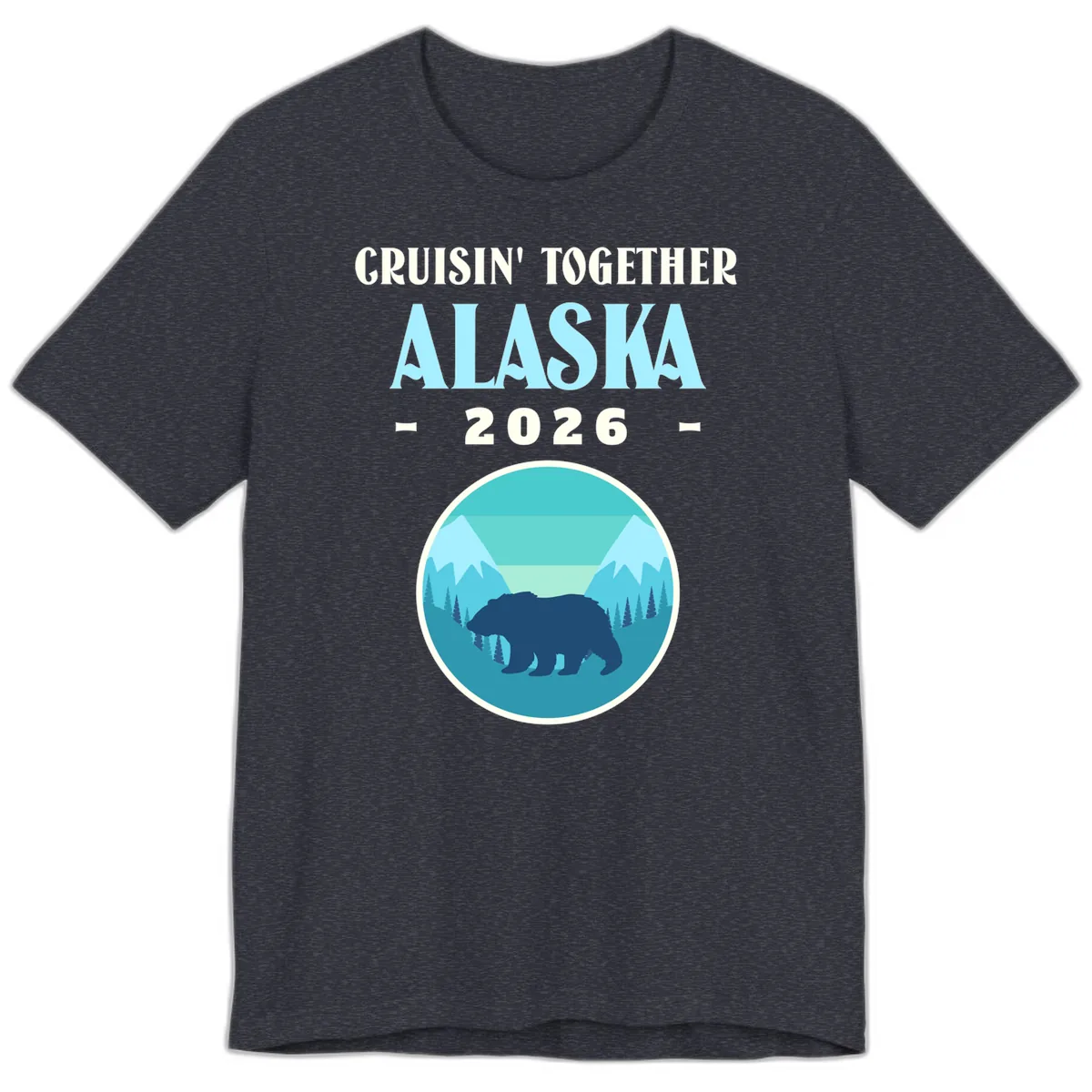 Cruisin' Together Alaska 2026 Bear Silhouette Premium T-Shirt in Heather Navy