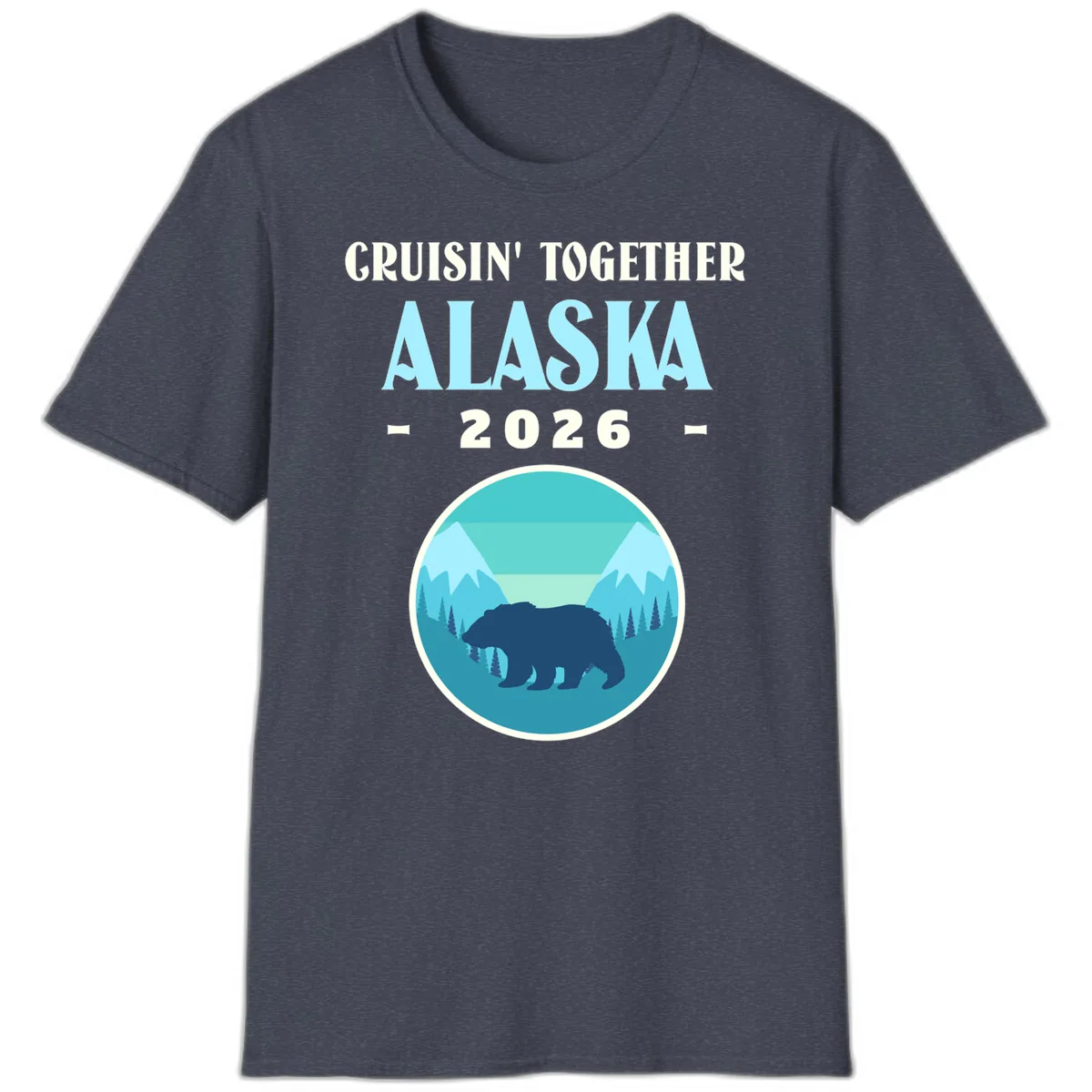 Cruisin' Together Alaska 2026 Bear Silhouette T-Shirt in Heather Navy