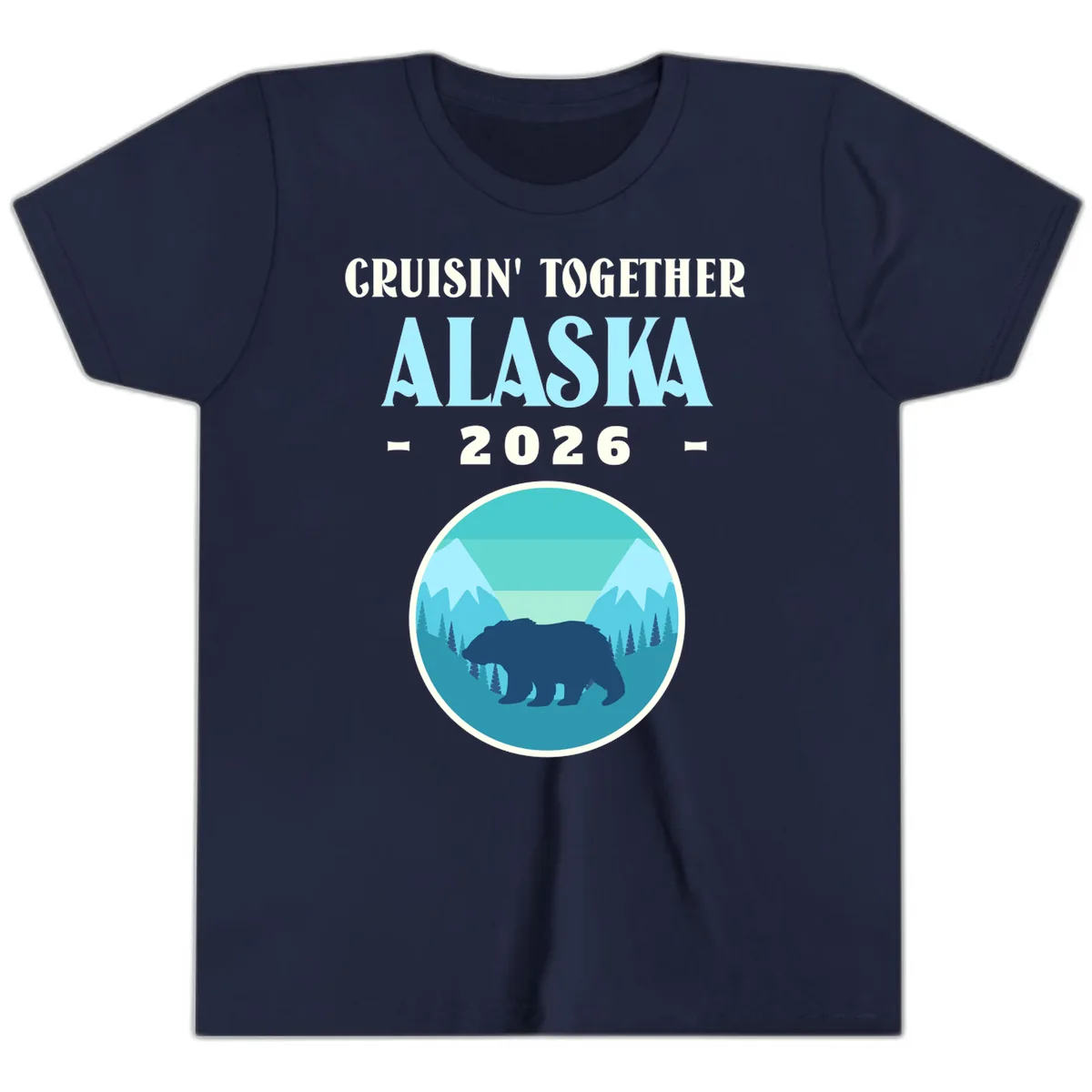 Cruisin' Together Alaska 2026 Bear Silhouette Youth T-Shirt in Navy