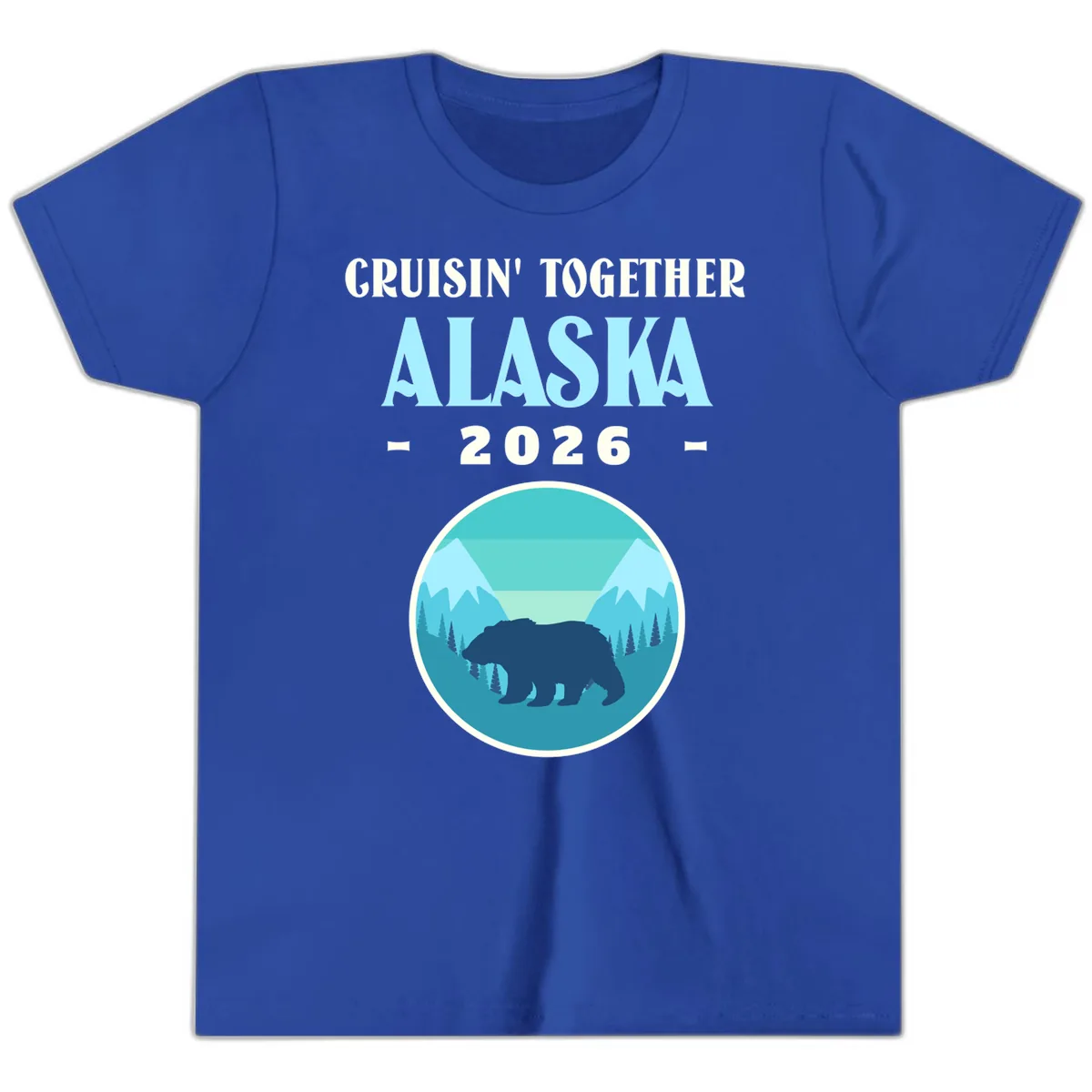 Cruisin' Together Alaska 2026 Bear Silhouette Youth T-Shirt in True Royal