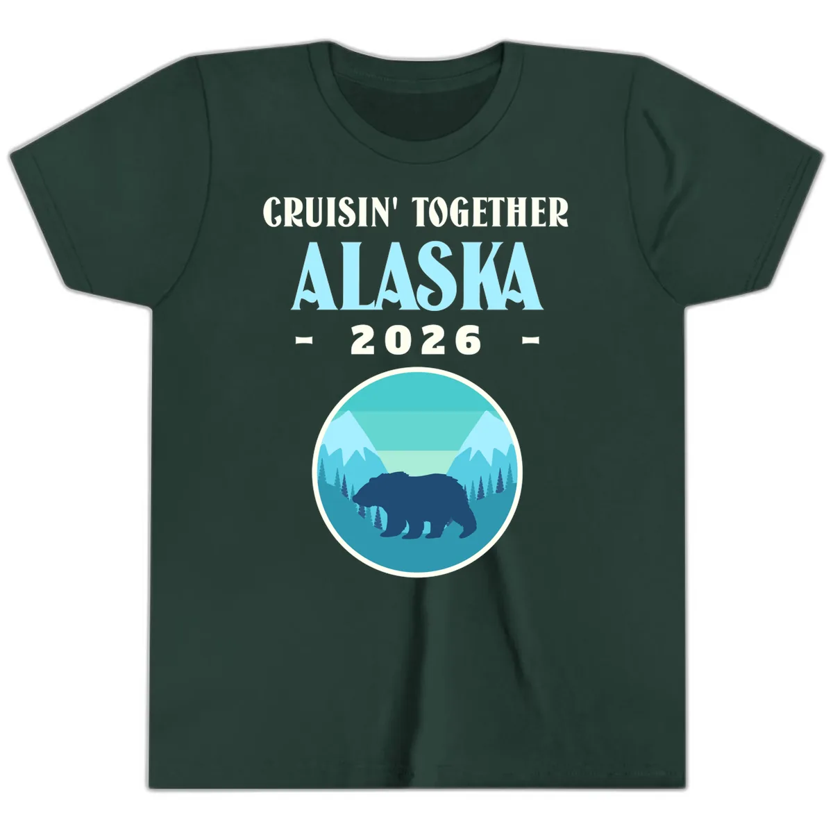 Cruisin' Together Alaska 2026 Bear Silhouette Youth T-Shirt in Forest