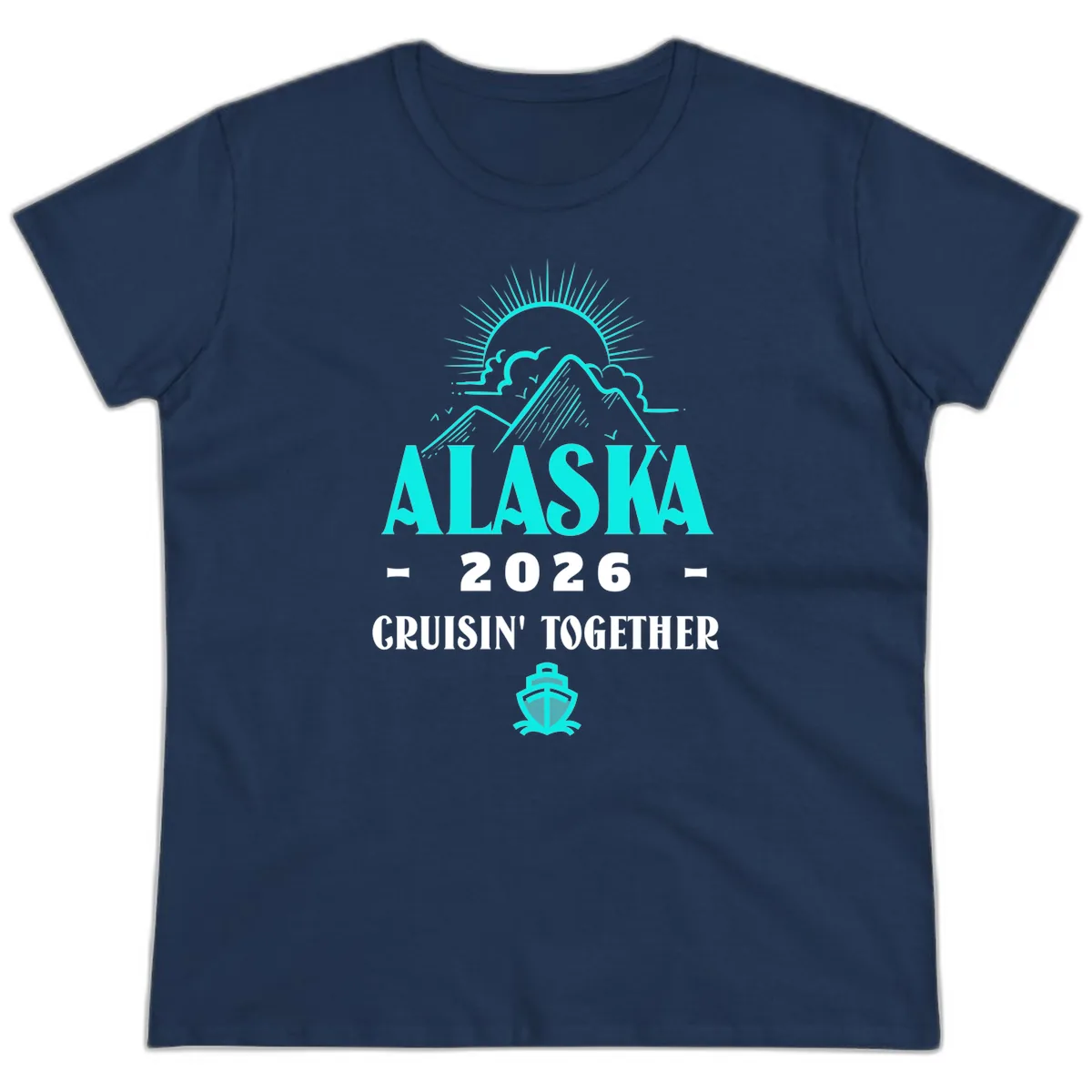 Alaska 2026 Cruisin' Together Design Ladies Tee in Navy
