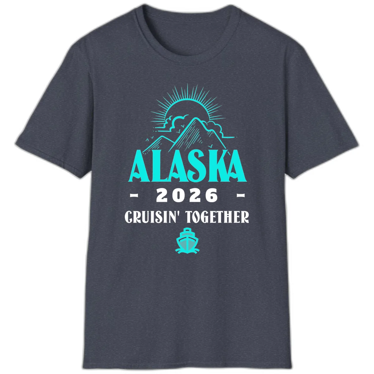 Alaska 2026 Cruisin' Together Design T-Shirt in Heather Navy