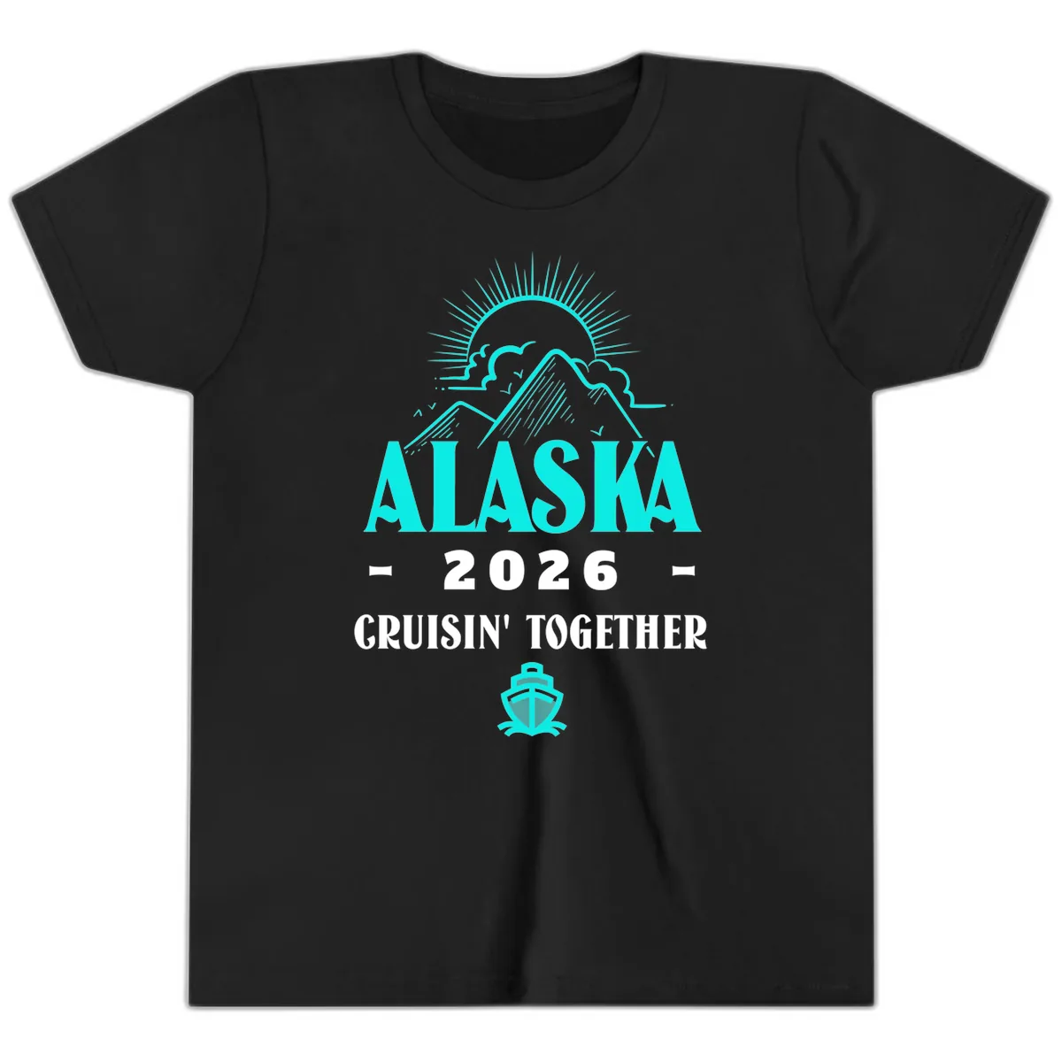 Alaska 2026 Cruisin' Together Design Youth T-Shirt in Black