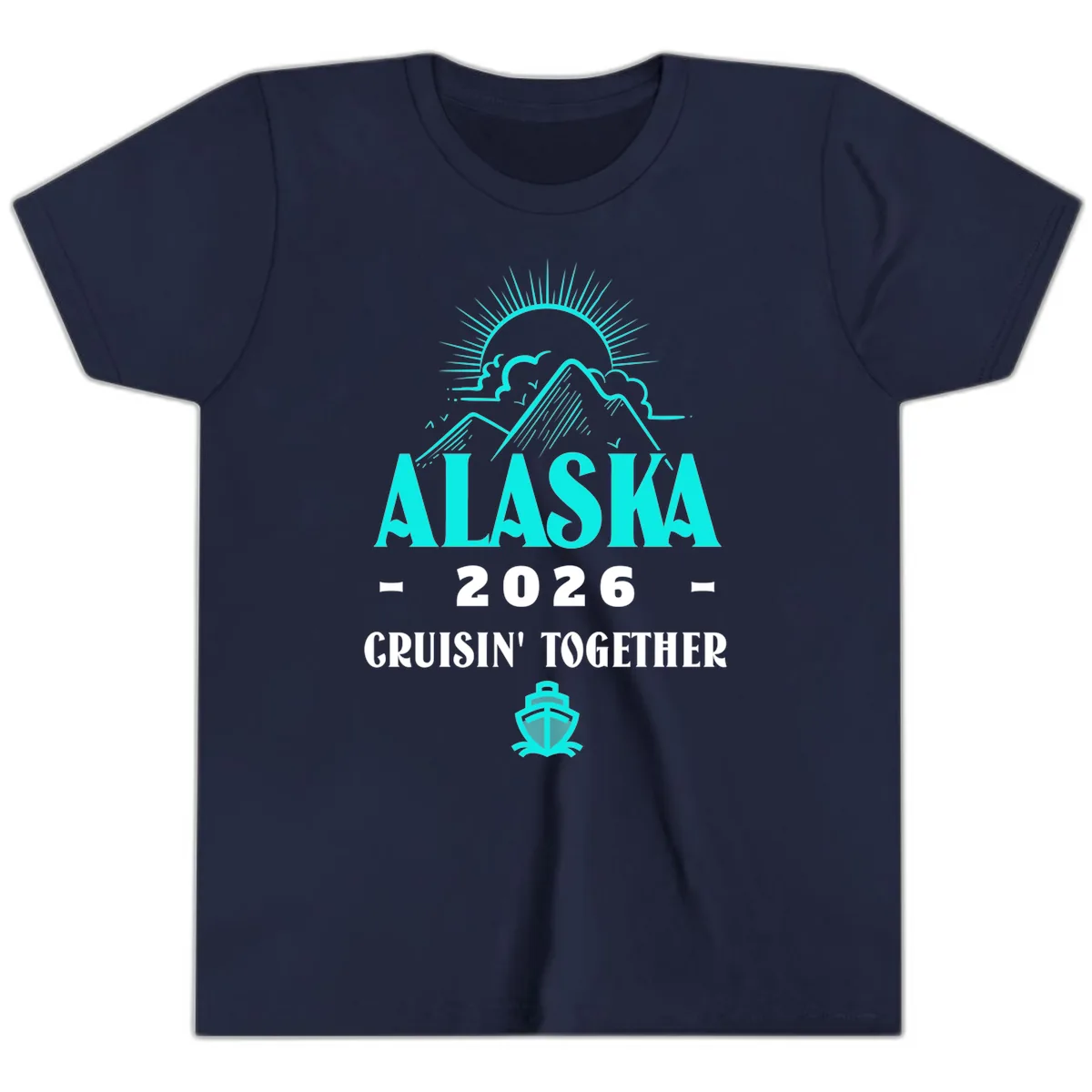 Alaska 2026 Cruisin' Together Design Youth T-Shirt in Navy