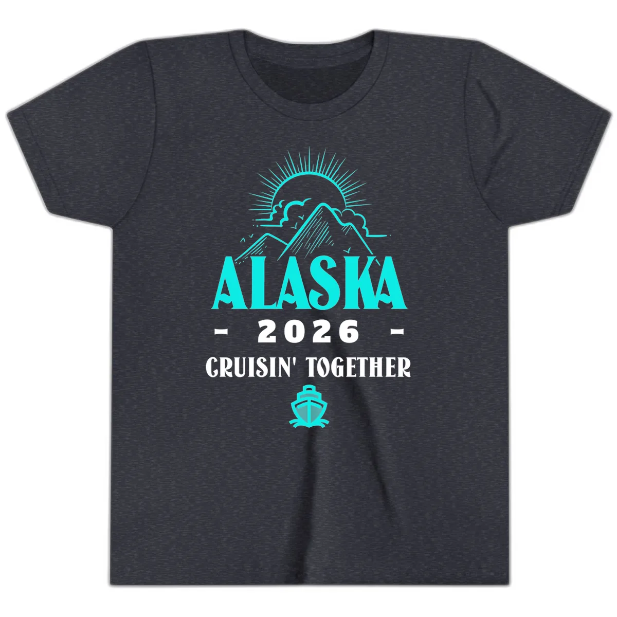 Alaska 2026 Cruisin' Together Design Youth T-Shirt in Heather Navy