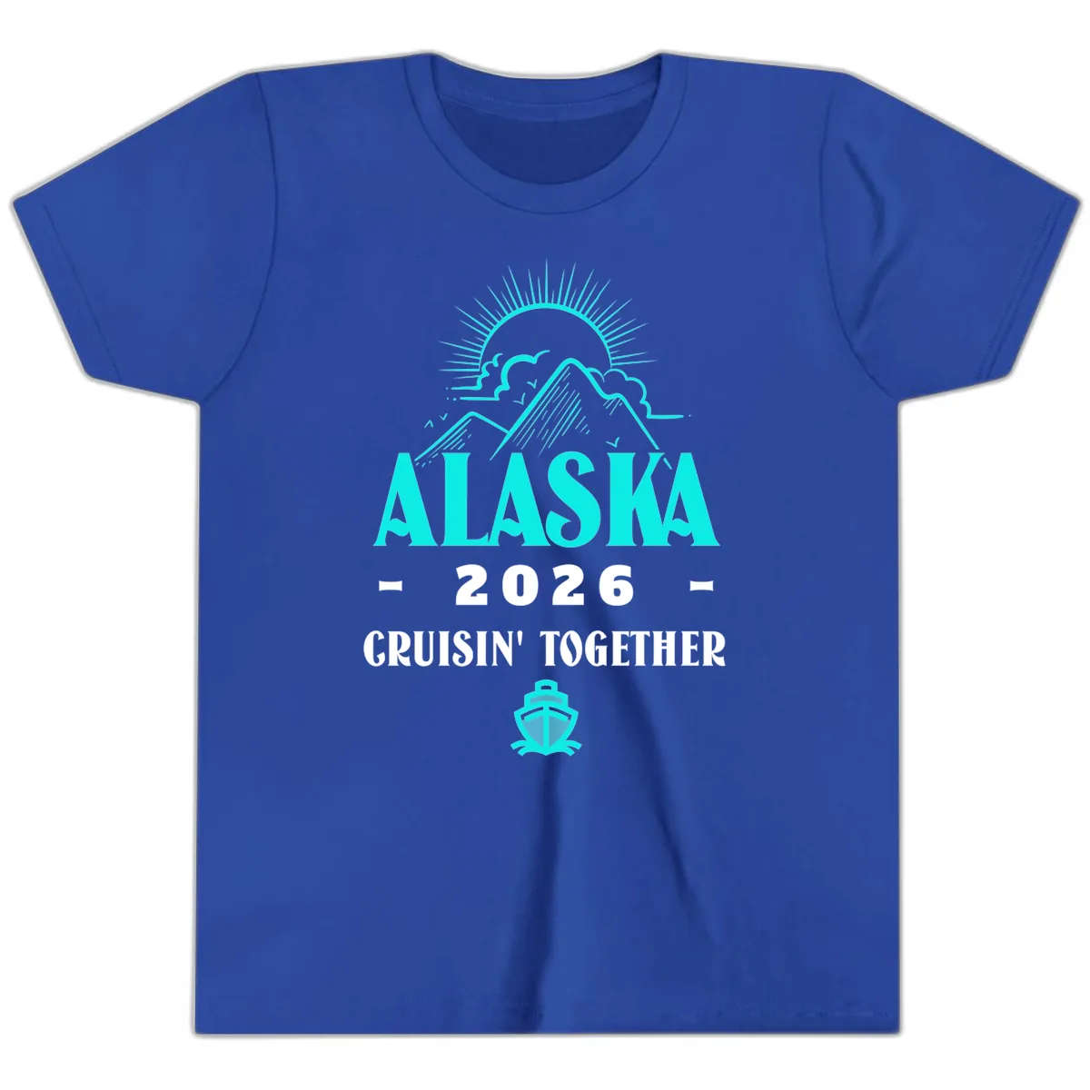 Alaska 2026 Cruisin' Together Design Youth T-Shirt in True Royal