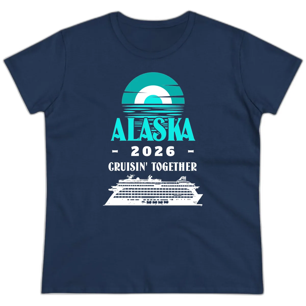 Alaska 2026 Cruisin' Together Cruise Ship Ladies Tee in Navy